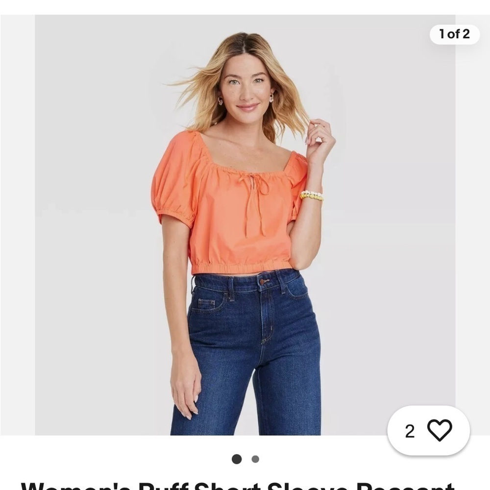 Orange Puff Sleeve Top - Picture 4 of 4